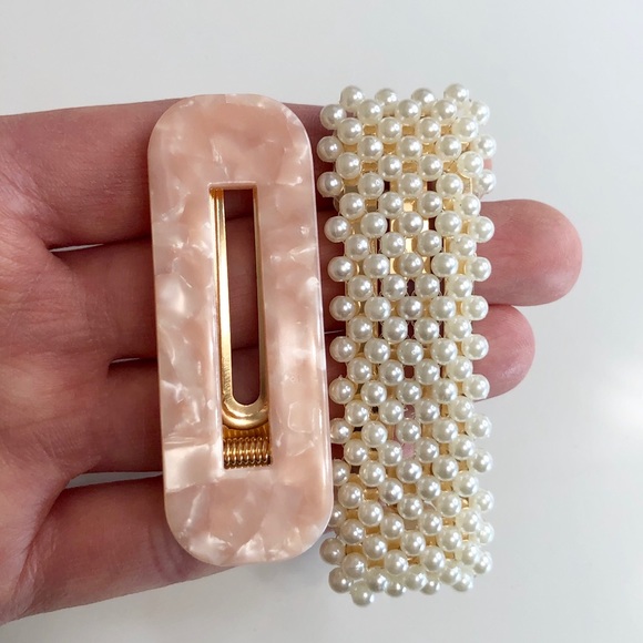 Pearl Acrylic Hair Barrette Clips Hair Accessories - Picture 8 of 10